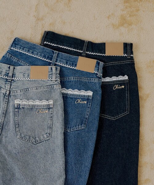 Chico（チコ）の「【新色追加】レースデザインフレアデニム（デニムパンツ・レディース・ブルー系その他/ブルー/ネイビー/ベージュ・SMALL/MEDIUM）」の21枚目の写真