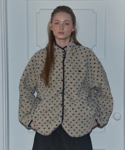 ANOETIC(アノエティック)の「DOT PATTERN FLEECE JACKET_IVORY(その他アウター・レディース・アイボリー・FREE)」の2枚目の写真