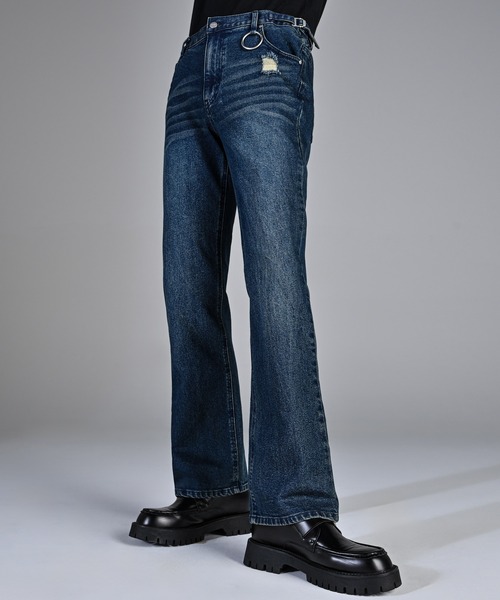 ADRER（アドラー）の「Hybrid Stretch Semi-Flare Denim / ハイブリッドストレッチセミフレアデニム（デニムパンツ・メンズ・ブルー/ブラック・L/M/S/XS）」の2枚目の写真