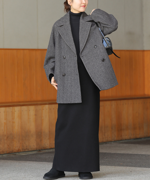 JOURNAL STANDARD relume（ジャーナルスタンダード　レリューム）の「《追加2》尾州ウールスーパー100モッサPコート（ピーコート・レディース・ブラウン/チャコールグレー/ネイビー・38/36）」の13枚目の写真