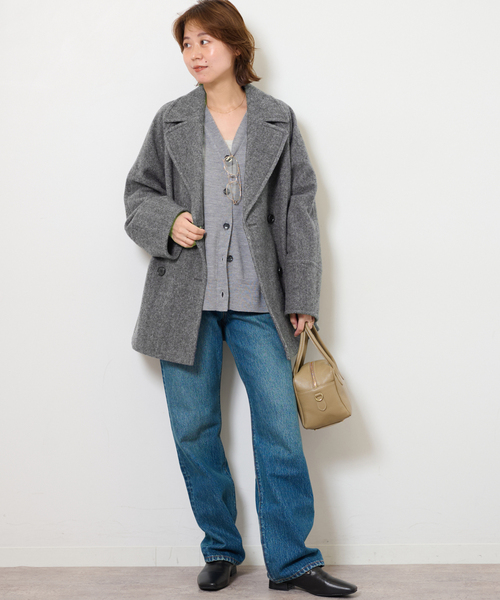 JOURNAL STANDARD relume（ジャーナルスタンダード　レリューム）の「《追加2》尾州ウールスーパー100モッサPコート（ピーコート・レディース・ブラウン/チャコールグレー/ネイビー・38/36）」の21枚目の写真