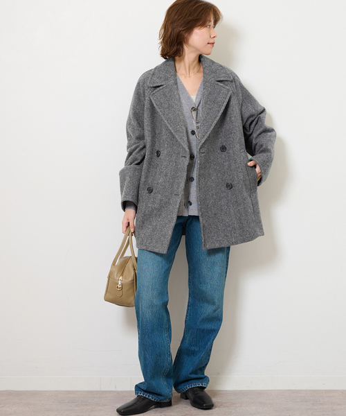 JOURNAL STANDARD relume（ジャーナルスタンダード　レリューム）の「《追加2》尾州ウールスーパー100モッサPコート（ピーコート・レディース・ブラウン/チャコールグレー/ネイビー・38/36）」の22枚目の写真