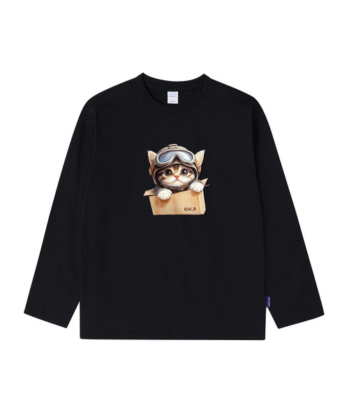 OHP(ワンハンドレッドパーセント)の「OHPxHARMONIA4 ゴーグルニャン ベーシック 長袖Tシャツ(Tシャツ/カットソー・メンズ・ホワイト/ブラック・M/L/2XL/XL)」の2枚目の写真