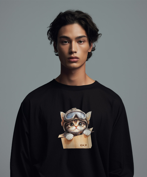OHP(ワンハンドレッドパーセント)の「OHPxHARMONIA4 ゴーグルニャン ベーシック 長袖Tシャツ(Tシャツ/カットソー・メンズ・ホワイト/ブラック・M/L/2XL/XL)」の3枚目の写真