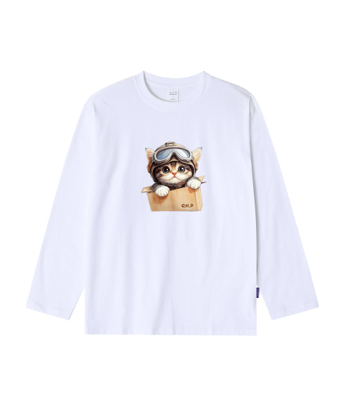 OHP(ワンハンドレッドパーセント)の「OHPxHARMONIA4 ゴーグルニャン ベーシック 長袖Tシャツ(Tシャツ/カットソー・メンズ・ホワイト/ブラック・M/L/2XL/XL)」の6枚目の写真