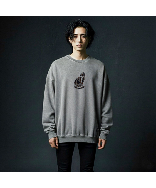 EIGHTVOLUME(エイトボリューム)の「EVレオパードキャットピグメントマンツーマン(グレー)(スウェット・メンズ・その他・MEDIUM/LARGE)」の1枚目の写真