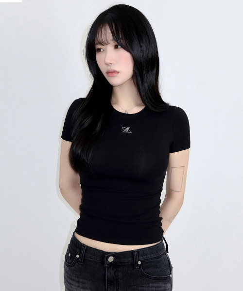 ニュートロシルバー ロゴ タイト ブラック 半袖Tシャツ（Tシャツ