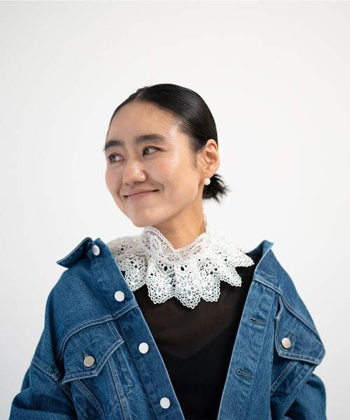 IRIS47(イリスフォーセブン)の「<AYA KANEKO×IRIS 47×UNITED ARROWS>レース つけ襟(付け襟・レディース・ブラック/ホワイト・FREE)」の4枚目の写真