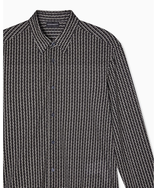 EMPORIO ARMANI（エンポリオアルマーニ）の「【エンポリオ アルマーニ】シャツ リヨセル混紡ジャージー マイクロパターン オールオーバープリント（シャツ/ブラウス・メンズ・ブラック系その他・X-SMALL/SMALL/MEDIUM/LARGE）」の3枚目の写真