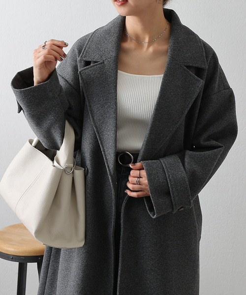 COLONY 2139（コロニートゥーワンスリーナイン）の「モッサライトダブルロングコート（チェスターコート・レディース・ブラウン/チャコールグレー/ブラック/アイボリー・FREE）」の22枚目の写真