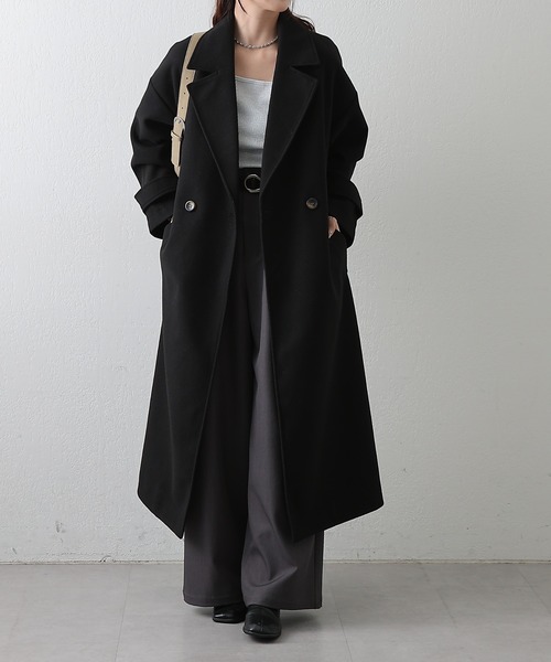 COLONY 2139（コロニートゥーワンスリーナイン）の「モッサライトダブルロングコート（チェスターコート・レディース・ブラウン/チャコールグレー/ブラック/アイボリー・FREE）」の18枚目の写真