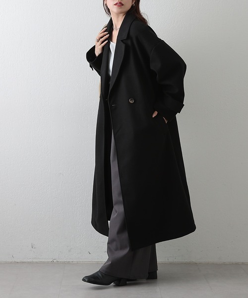 COLONY 2139（コロニートゥーワンスリーナイン）の「モッサライトダブルロングコート（チェスターコート・レディース・ブラウン/チャコールグレー/ブラック/アイボリー・FREE）」の19枚目の写真