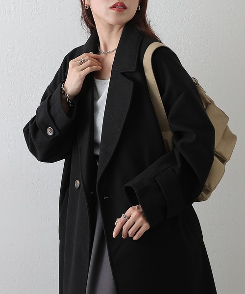 COLONY 2139（コロニートゥーワンスリーナイン）の「モッサライトダブルロングコート（チェスターコート・レディース・ブラウン/チャコールグレー/ブラック/アイボリー・FREE）」の14枚目の写真