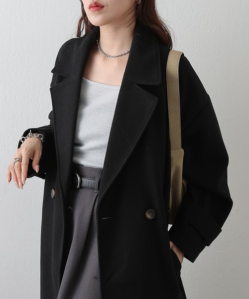 COLONY 2139（コロニートゥーワンスリーナイン）の「モッサライトダブルロングコート（チェスターコート・レディース・ブラウン/チャコールグレー/ブラック/アイボリー・FREE）」の15枚目の写真