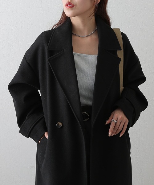 COLONY 2139（コロニートゥーワンスリーナイン）の「モッサライトダブルロングコート（チェスターコート・レディース・ブラウン/チャコールグレー/ブラック/アイボリー・FREE）」の13枚目の写真