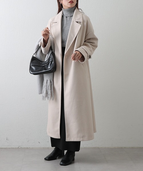 COLONY 2139（コロニートゥーワンスリーナイン）の「モッサライトダブルロングコート（チェスターコート・レディース・ブラウン/チャコールグレー/ブラック/アイボリー・FREE）」の9枚目の写真