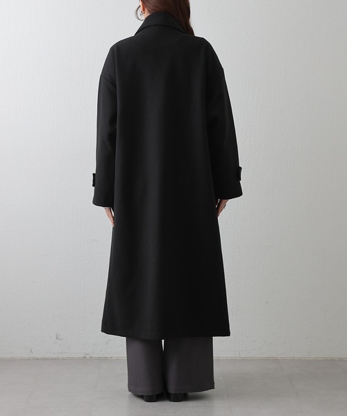 美品⭐︎シビラ 2023 A/W 予約限定品 ウール混Aライン刺繍ロングコート 黒 sankyo shokai（三京商会） 毛皮/ロングコート/ミンク コート