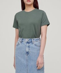 ウィメンズベーシッククルーネックTシャツ[ダスティグリーン]