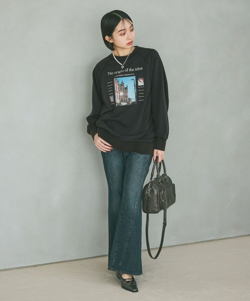 PAGEBOY（ページボーイ）の「フォトプリントミニウラケロングスリーブ（Tシャツ/カットソー・レディース・レッド/オートミール/チャコールグレー・FREE）」の4枚目の写真