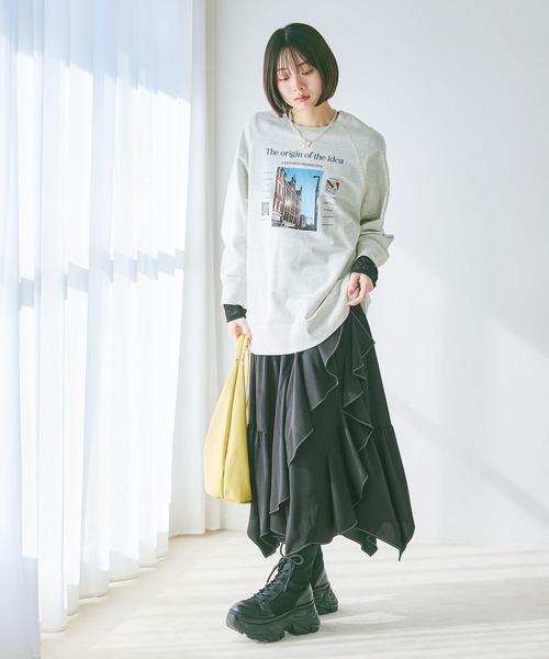 PAGEBOY（ページボーイ）の「フォトプリントミニウラケロングスリーブ（Tシャツ/カットソー・レディース・レッド/オートミール/チャコールグレー・FREE）」の12枚目の写真