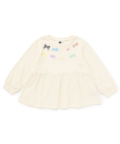 Seraph(セラフ)の「リボンいっぱいペプラムTシャツ_ジュニア対応(Tシャツ/カットソー・キッズ・ラベンダー/オフホワイト・80/90/100/110/120/130/140)」の2枚目の写真