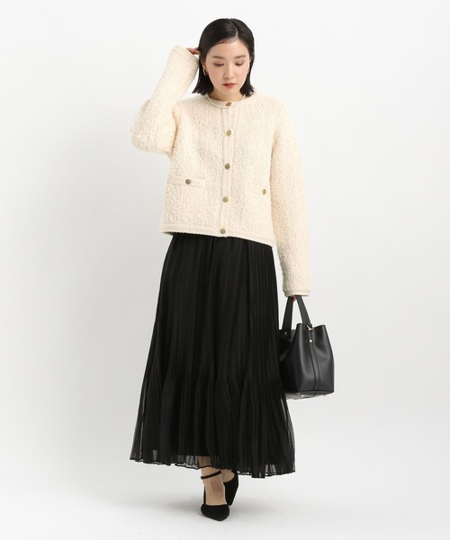 Andemiu（アンデミュウ）の「リボンヤーンクルーカーディガン638255（カーディガン/ボレロ・レディース・アイボリー/ブラック/グリーン・FREE）」の9枚目の写真