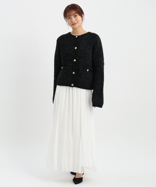 Andemiu（アンデミュウ）の「リボンヤーンクルーカーディガン638255（カーディガン/ボレロ・レディース・アイボリー/ブラック/グリーン・FREE）」の12枚目の写真