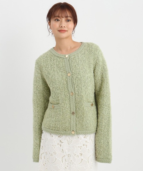 Andemiu（アンデミュウ）の「リボンヤーンクルーカーディガン638255（カーディガン/ボレロ・レディース・アイボリー/ブラック/グリーン・FREE）」の17枚目の写真