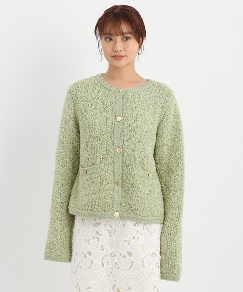 Andemiu（アンデミュウ）の「リボンヤーンクルーカーディガン638255（カーディガン/ボレロ・レディース・アイボリー/ブラック/グリーン・FREE）」の19枚目の写真