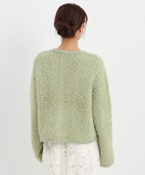 Andemiu（アンデミュウ）の「リボンヤーンクルーカーディガン638255（カーディガン/ボレロ・レディース・アイボリー/ブラック/グリーン・FREE）」の21枚目の写真