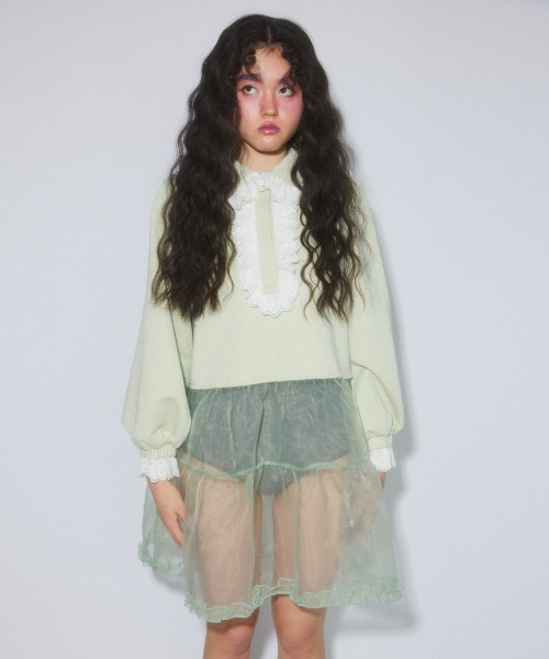 Candy Stripper（キャンディストリッパー）の「LACE COLLAR POLO ワンピース（ワンピース・レディース・ライトグリーン/ヘザーグレー/シルバー/ブラック・FREE）」の19枚目の写真