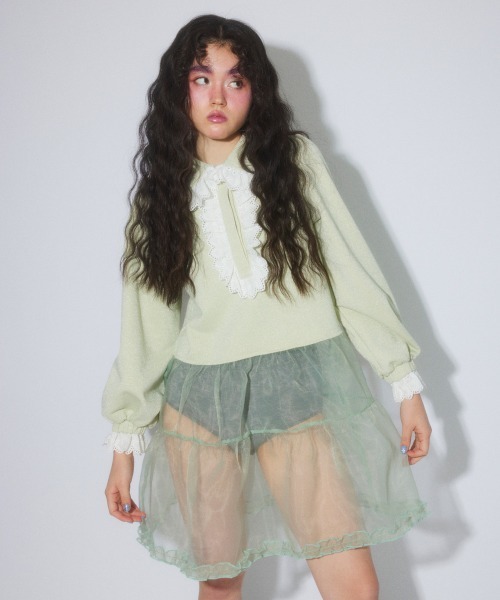 Candy Stripper（キャンディストリッパー）の「LACE COLLAR POLO ワンピース（ワンピース・レディース・ライトグリーン/ヘザーグレー/シルバー/ブラック・FREE）」の20枚目の写真