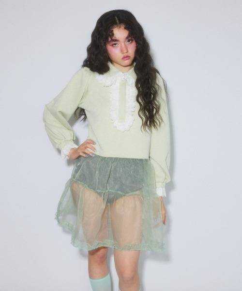 Candy Stripper（キャンディストリッパー）の「LACE COLLAR POLO ワンピース（ワンピース・レディース・ライトグリーン/ヘザーグレー/シルバー/ブラック・FREE）」の22枚目の写真