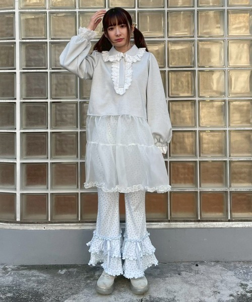 Candy Stripper（キャンディストリッパー）の「LACE COLLAR POLO ワンピース（ワンピース・レディース・ライトグリーン/ヘザーグレー/シルバー/ブラック・FREE）」の5枚目の写真