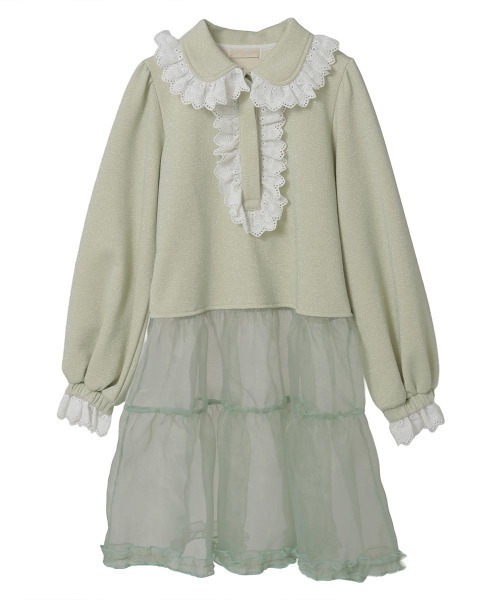 Candy Stripper（キャンディストリッパー）の「LACE COLLAR POLO ワンピース（ワンピース・レディース・ライトグリーン/ヘザーグレー/シルバー/ブラック・FREE）」の12枚目の写真