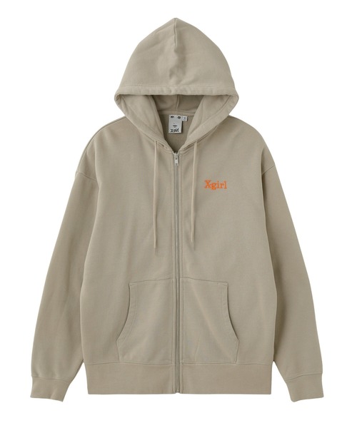 X-girl（エックスガール）の「EMBROIDERED LOGO ZIP UP SWEAT HOODIE（パーカー・レディース・ブラック/カモフラージュ/ベージュ・S/M）」の3枚目の写真