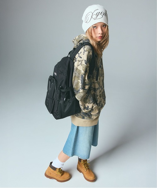 X-girl（エックスガール）の「EMBROIDERED LOGO ZIP UP SWEAT HOODIE（パーカー・レディース・ブラック/カモフラージュ/ベージュ・S/M）」の12枚目の写真