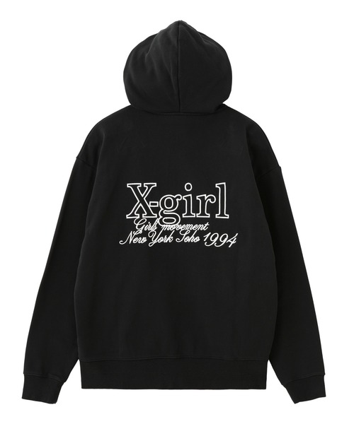 X-girl（エックスガール）の「EMBROIDERED LOGO ZIP UP SWEAT HOODIE（パーカー・レディース・ブラック/カモフラージュ/ベージュ・S/M）」の17枚目の写真