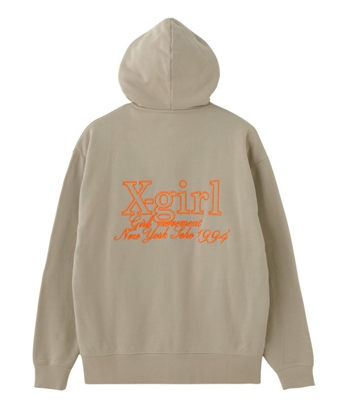 X-girl（エックスガール）の「EMBROIDERED LOGO ZIP UP SWEAT HOODIE（パーカー・レディース・ブラック/カモフラージュ/ベージュ・S/M）」の18枚目の写真