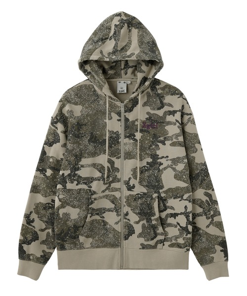 X-girl（エックスガール）の「EMBROIDERED LOGO ZIP UP SWEAT HOODIE（パーカー・レディース・ブラック/カモフラージュ/ベージュ・S/M）」の14枚目の写真