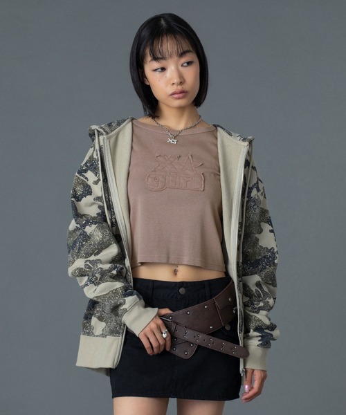 EMBROIDERED LOGO ZIP UP SWEAT HOODIE（パーカー）｜X-girl（エックス