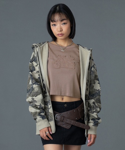 EMBROIDERED LOGO ZIP UP SWEAT HOODIE（パーカー）｜X-girl（エックス