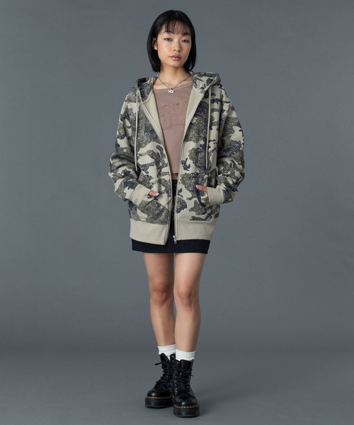 EMBROIDERED LOGO ZIP UP SWEAT HOODIE（パーカー）｜X-girl（エックス