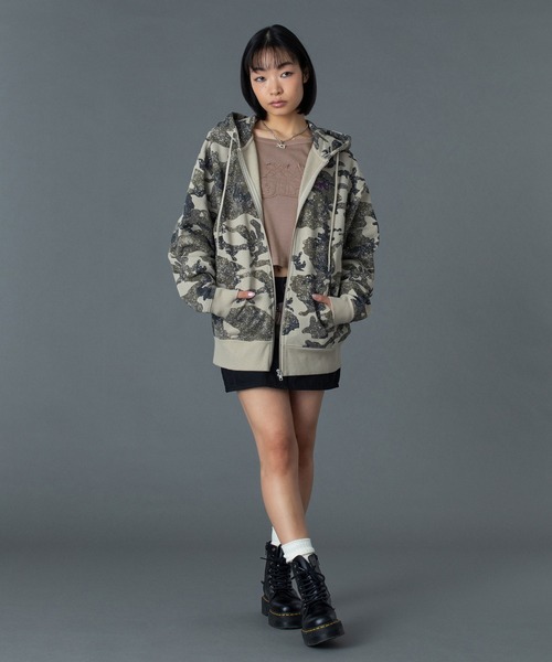 EMBROIDERED LOGO ZIP UP SWEAT HOODIE（パーカー）｜X-girl（エックス