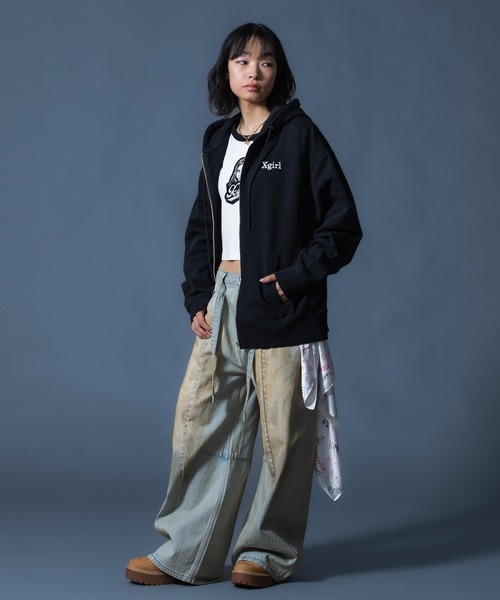 DRT パーカー / USA Hoodie L 新品未使用品 EMBROIDERED LOGO ZIP UP SWEAT HOODIE（パーカー）｜X-girl（エックス