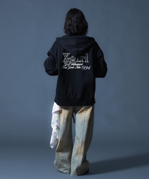 EMBROIDERED LOGO ZIP UP SWEAT HOODIE（パーカー）｜X-girl（エックス