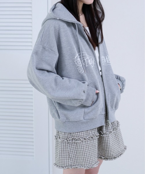 apres jour mignon(アプレジュールミニョン)の「【apresjour mignon soie】tiny wish hoodie/パールロゴフーディ(パーカー・レディース・ブルー/オフホワイト/杢グレー・LARGE/フリー)」の22枚目の写真