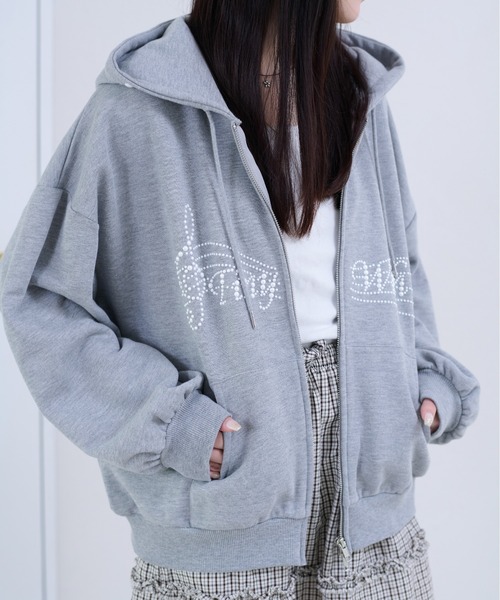 apres jour mignon(アプレジュールミニョン)の「【apresjour mignon soie】tiny wish hoodie/パールロゴフーディ(パーカー・レディース・ブルー/オフホワイト/杢グレー・LARGE/フリー)」の21枚目の写真
