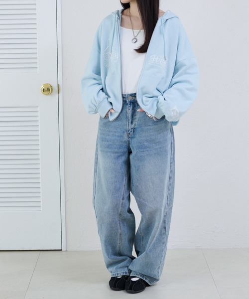 apres jour mignon(アプレジュールミニョン)の「【apresjour mignon soie】tiny wish hoodie/パールロゴフーディ(パーカー・レディース・ブルー/オフホワイト/杢グレー・LARGE/フリー)」の14枚目の写真