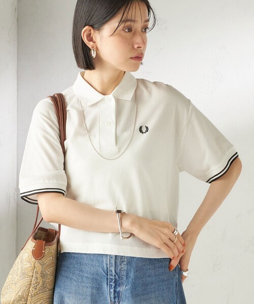 FRED PERRY(フレッドペリー)の「FRED PERRY:G2174SHEER TIPPED POLO(ポロシャツ・レディース・ネイビー/ホワイト・ONE SIZE)」の8枚目の写真